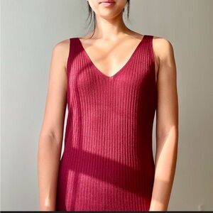 Banana Republic Deep Red Ribbed Tank Top